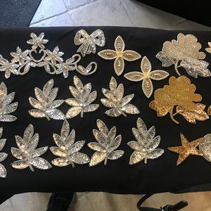 SILVER & GOLD SEQUIN & BEADED APPLIQUES 20 PCS